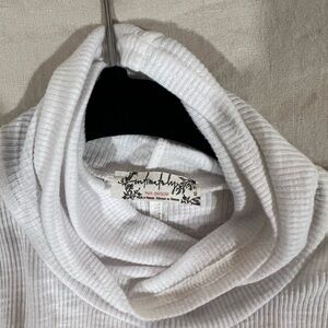 Free People White Ribbed Turtleneck